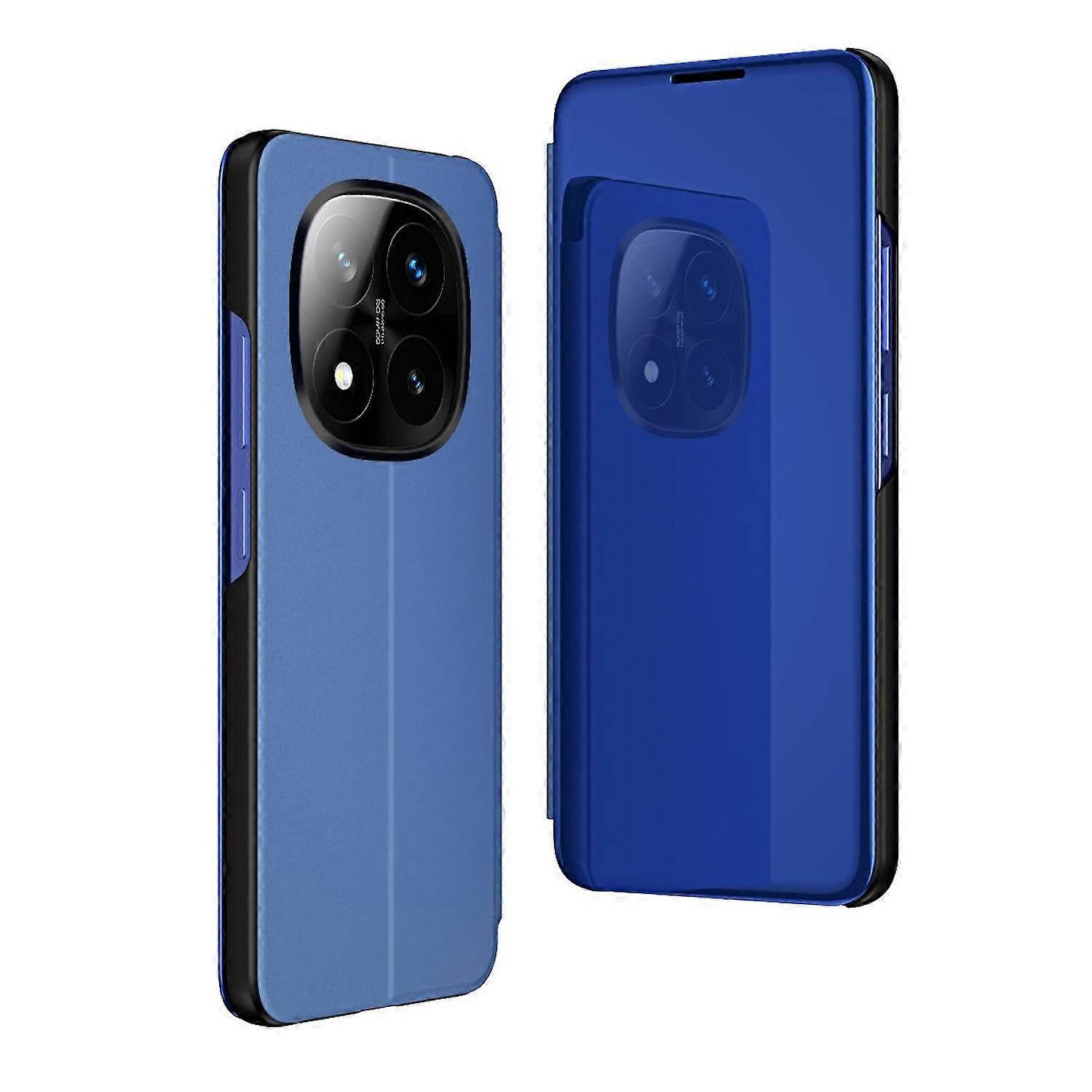 For Xiaomi Redmi Note 14 Pro Plus 5G View Mirror Phone Smart Cover Wake Up Function Case Blue