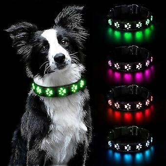 Rechargeable Waterproof LED Dog Collar 3 Lighting Modes Adjustable Green M