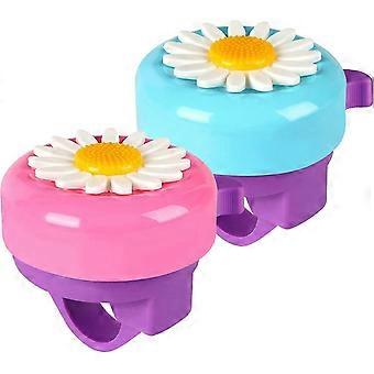 2Pcs Kids Bike Bell Aluminum Ring Warning Scooter Tricycle Bell Flower Pattern for Children Adults -Z