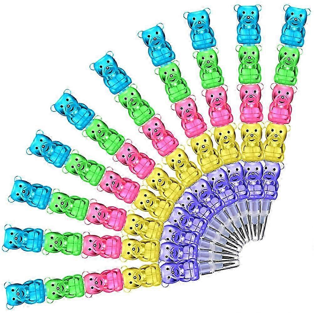Stackable Pencils Cartoon Bear Design Writing Pencils 24Pcs Bulk Set