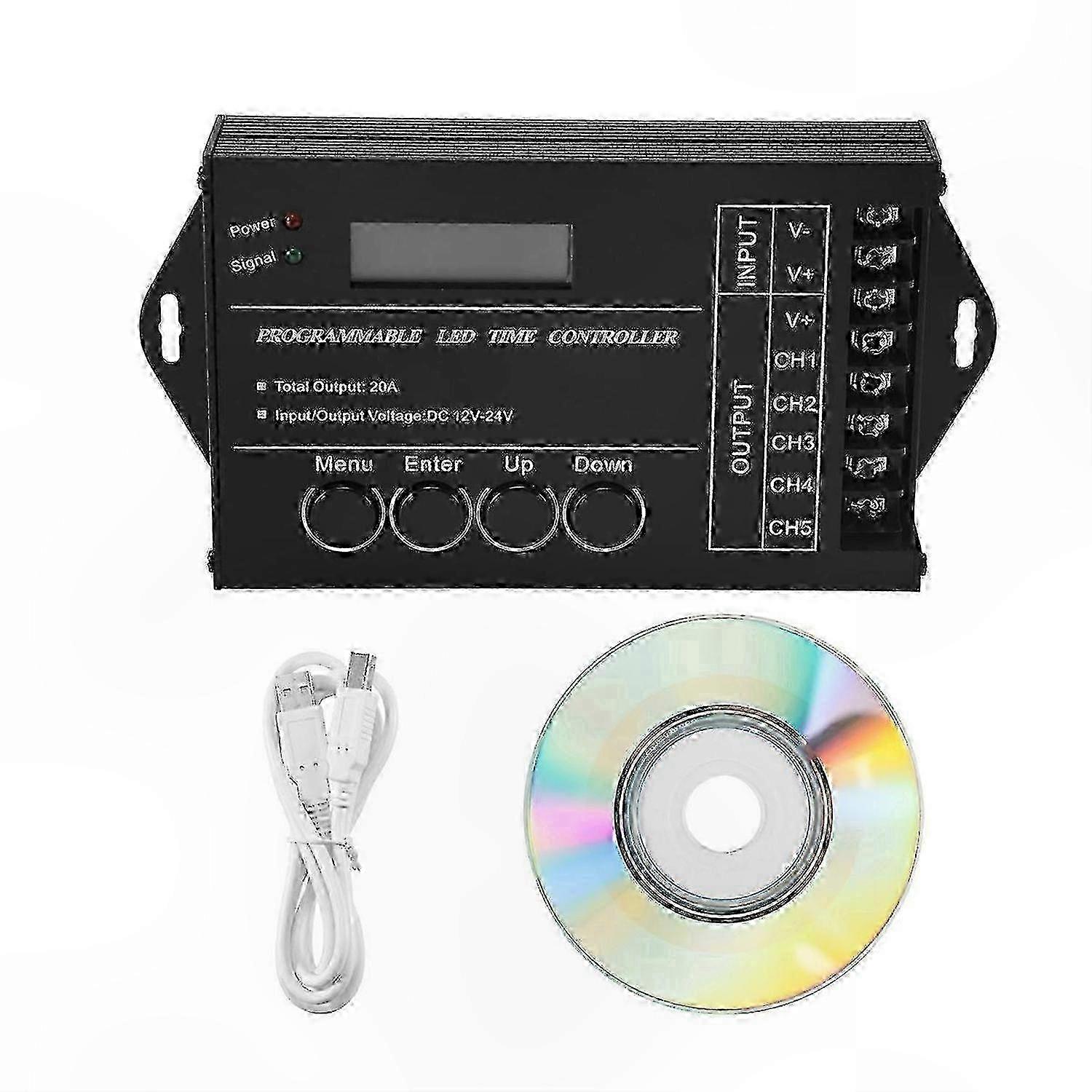 TC420 5-Channel RGB LED Controller, 12V-24V DC, Programmable Timer Dimmer