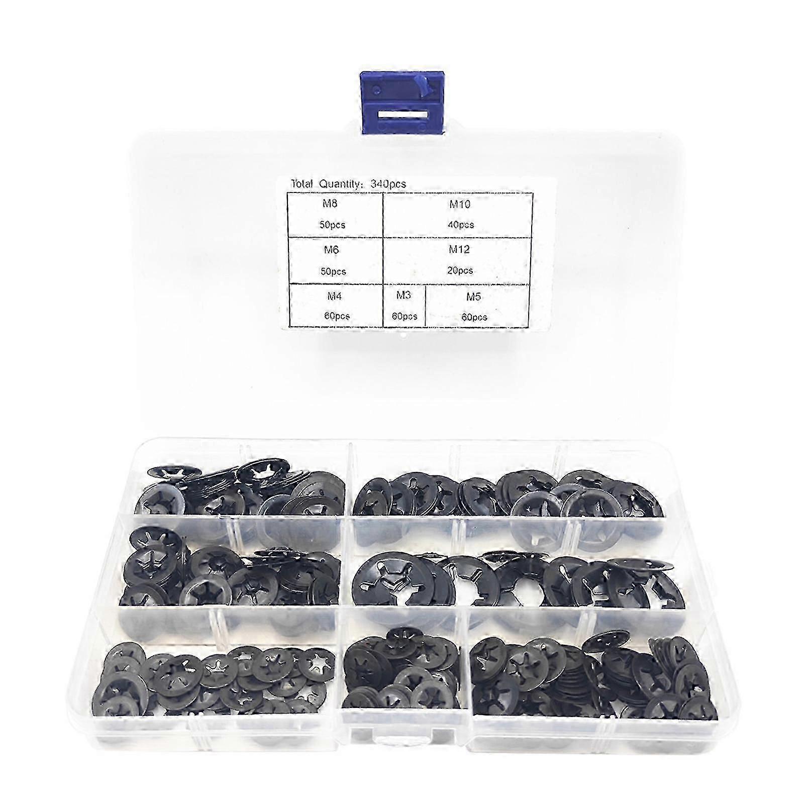 Quick release starlock washers 340pcs for retaining rings assortment