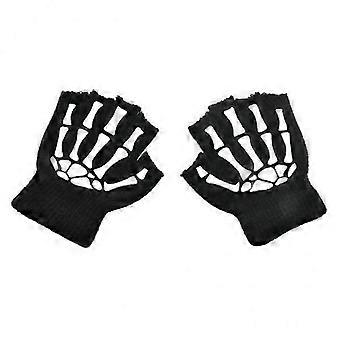 2-6pack Halloween Skelet Halve Vinger Handschoenen Winter voor Cosplay Kids Schedel