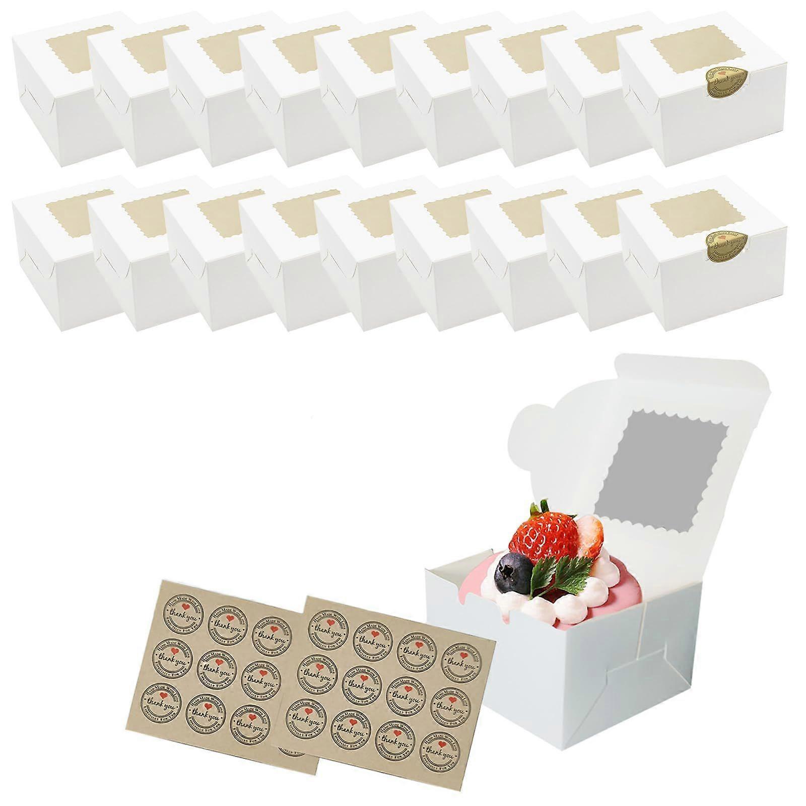 18 Pcs Individual Cupcake Boxes, Small Cake Boxes with Windows