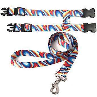 Pet cat and dog leash set, anti-breakage dog chain, adjustable cat and dog collar, blue, size S1394