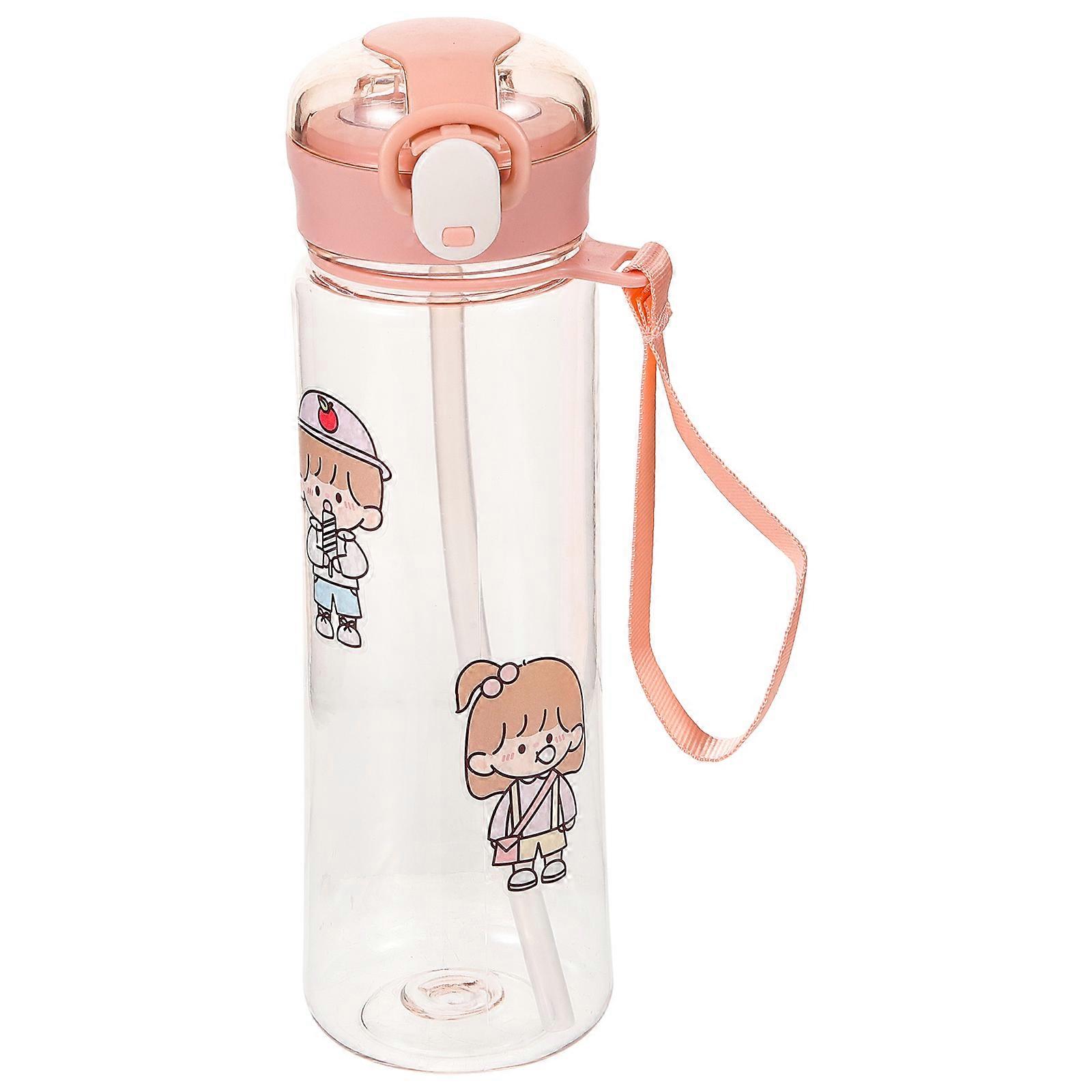 Pink Straw Cup for Drinking Use 1Pcs Cartoon Pattern