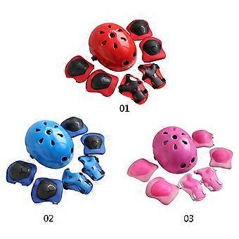 7pcs Bambini Casco Da Bici Set Casco Gomitiere Protezioni Per Polsi Skateboard Ginocchiere Protezioni Set di Ingranaggi di Protezione per Ciclismo Pattinaggio Rosa