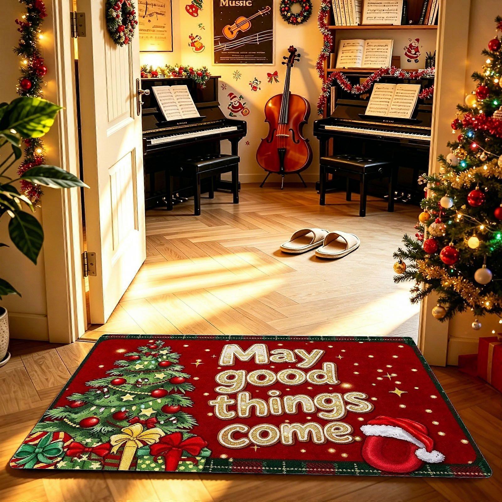 Floor Mat with Christmas tree Print