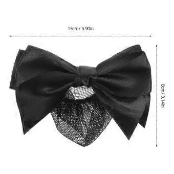 Bowknot Hair Snood Net Barrette Bun Covers Bow Hair Clips Elastic Mesh Hair Bun Bow Headdress compatible with Women Lady Dance Office