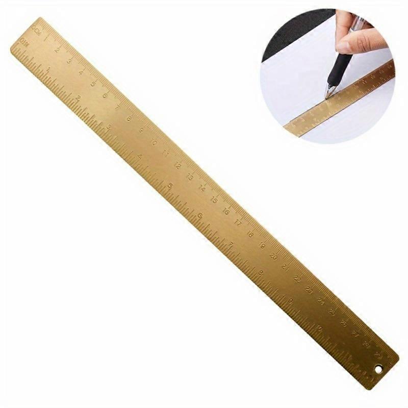 Règle droite vintage en laiton, de 30 cm (11,81 pouces), idéale pour le dessin de lignes. Outil de mesure en métal cuivré pour le travail du bois.