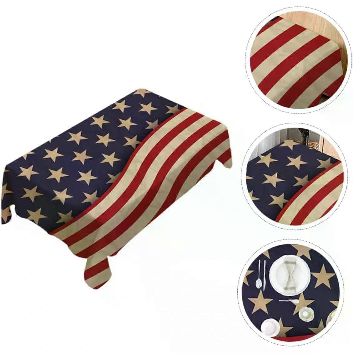 Flag Style Waterproof Tablecloth 100x140cm Flax, Red