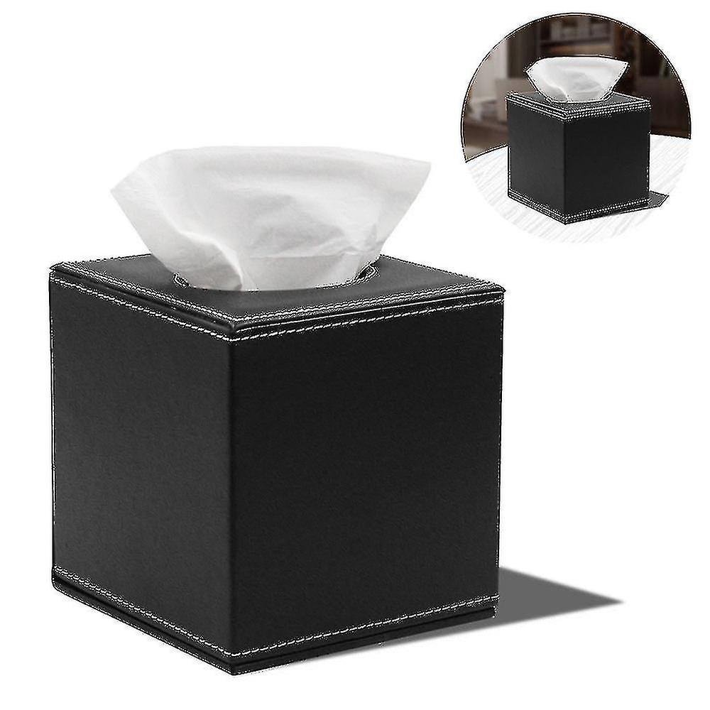 Leather Tissue Box Holder-black