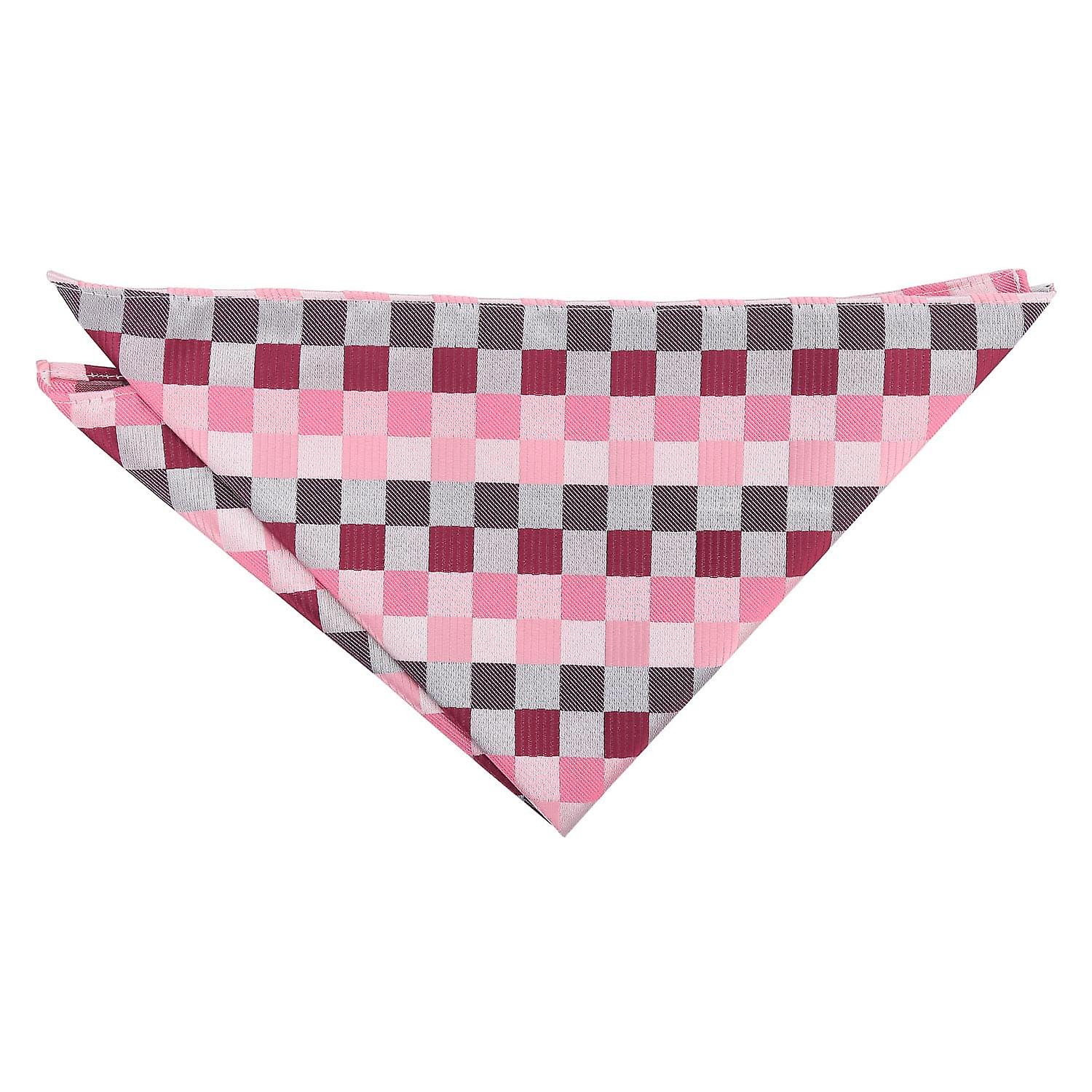 Pink and Burgundy Colourful Check Pocket Square