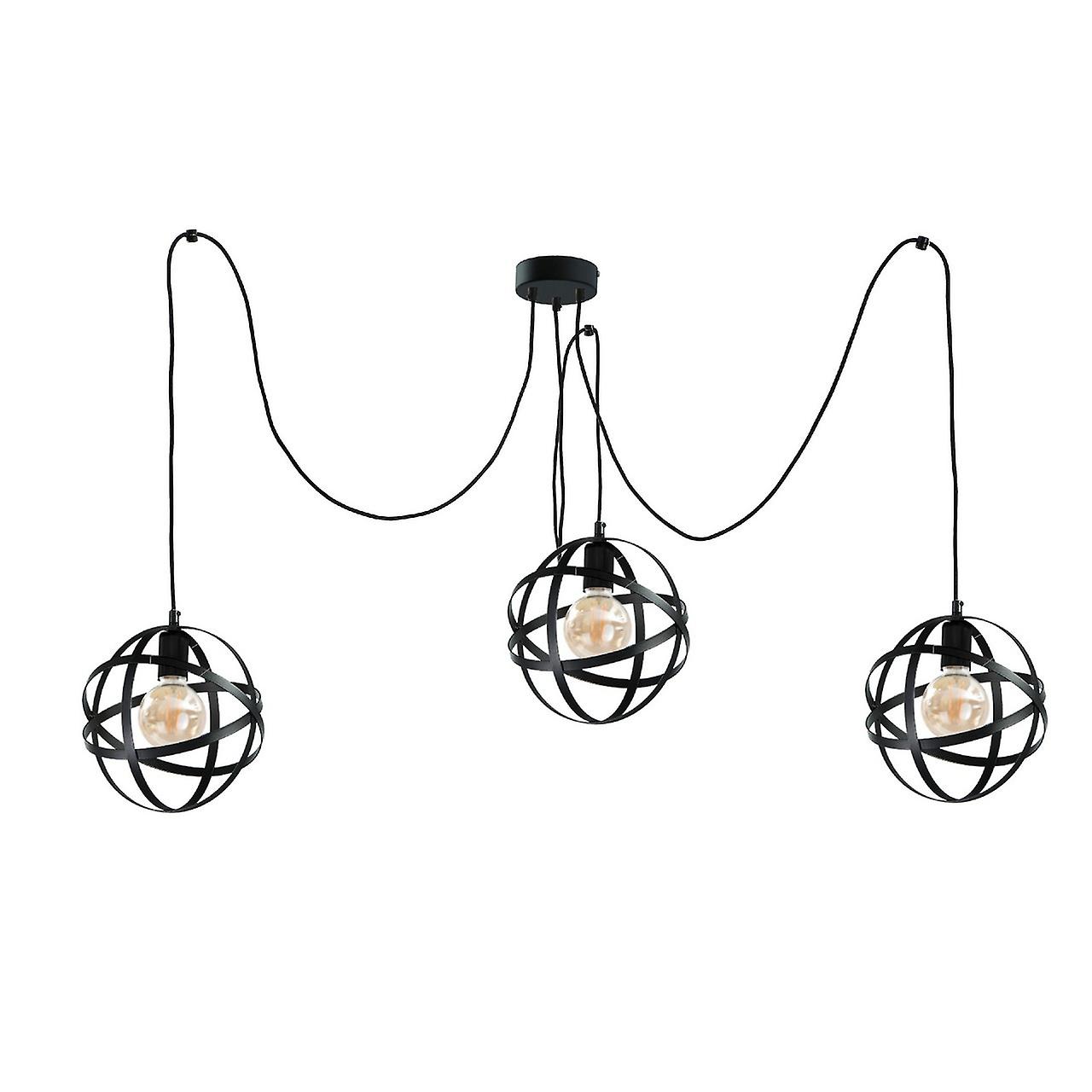 Keter Pola Cluster Pendant Ceiling Light Black, 3x E27