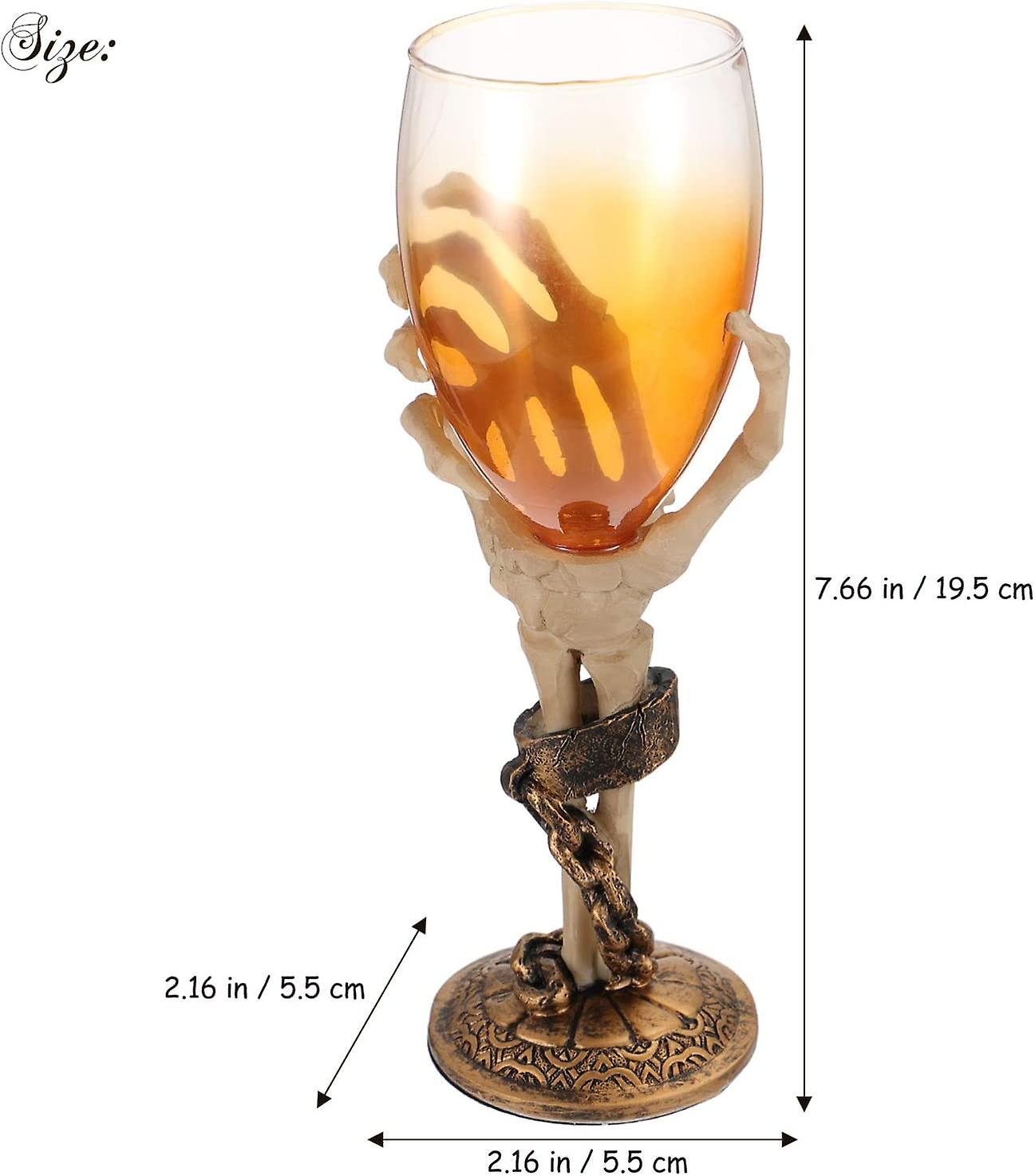 1pc, Creative Skull Hand Goblet, Gothic Ossuary Palm Skull Skeletal Bones Armor Wine Cup, Resin Body Stainless Steel Goblet Drinking Cup, Party Drinkware Halloween, Romantic Novelty Gothic Gift, Room Decor, Home Decor