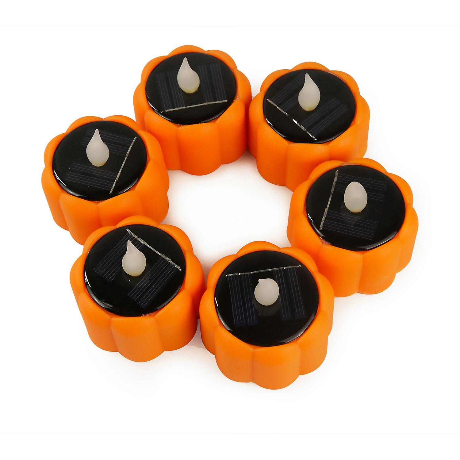 Halloween Solar Pumpkin Candle Lights 6-Pack