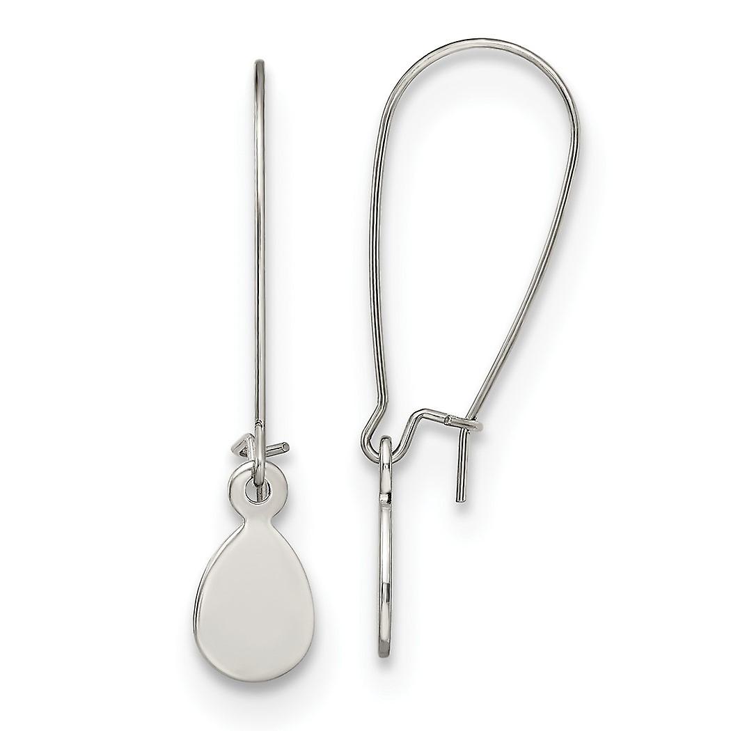 7mm Stainless Steel Polished Teardrop Dangle Kidney Wire Earrings 35x7mm Wide-Dangle Earring for Women