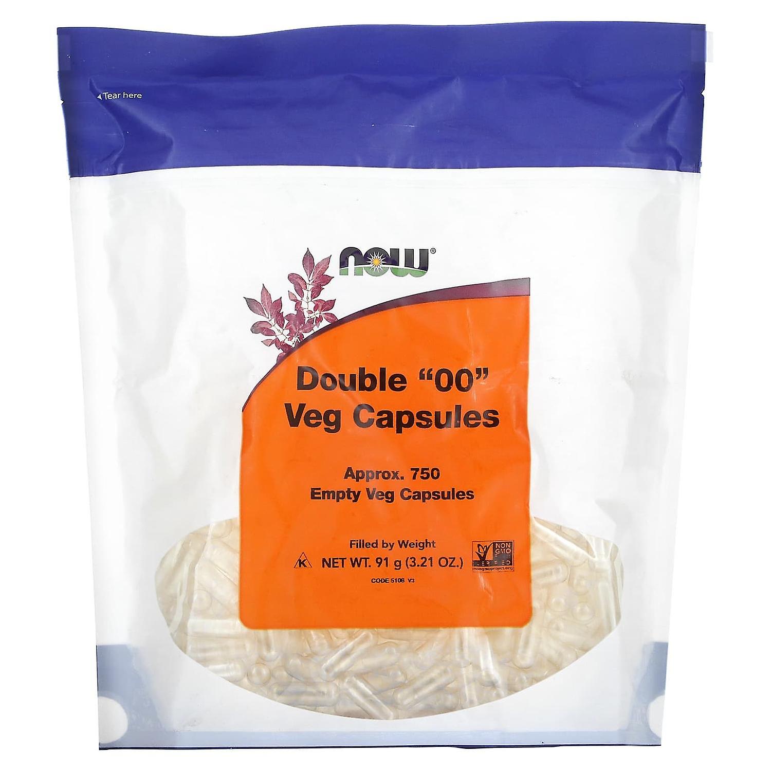 NOW Foods, Double "00" Veg Capsules, Approx. 750 Empty Veg Capsules, 3.21 oz (91 g)