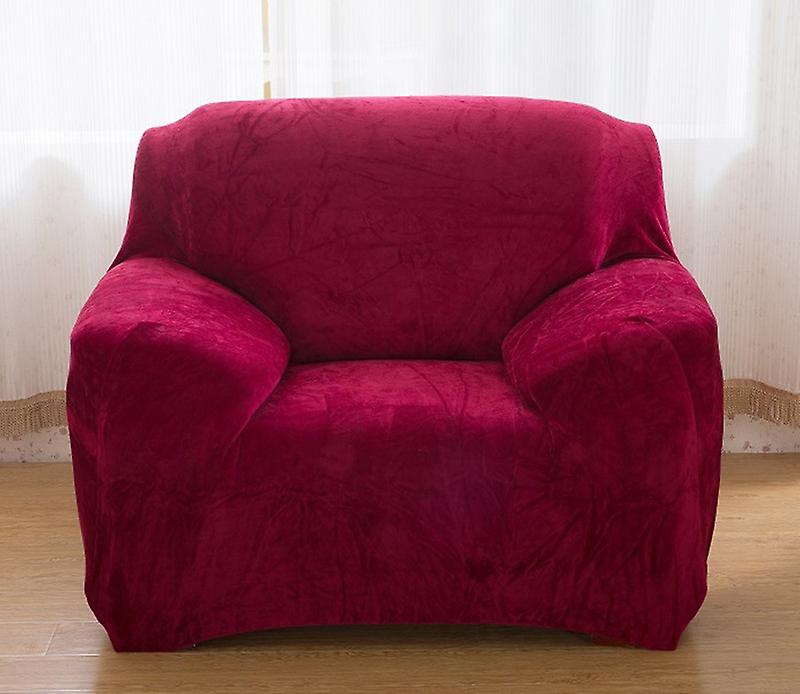 1-4 People Solid Color Plush Anti-skid Sofa Cover Elastic All Inclusive Sofa Cover B05