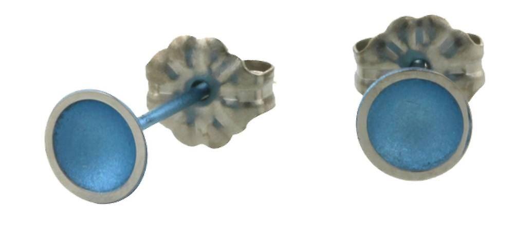 Ti2 Titanium Tiny Dome Stud Earrings - Sky Blue