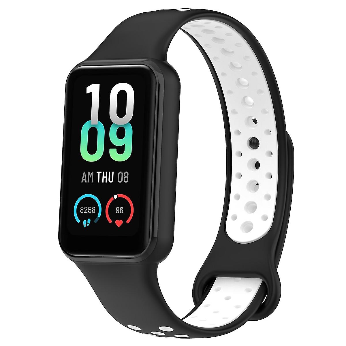 For Amazfit Band 7 Two-Color Silicone Sport Bracelet Black/White Replacement Bracelet Smart Watch