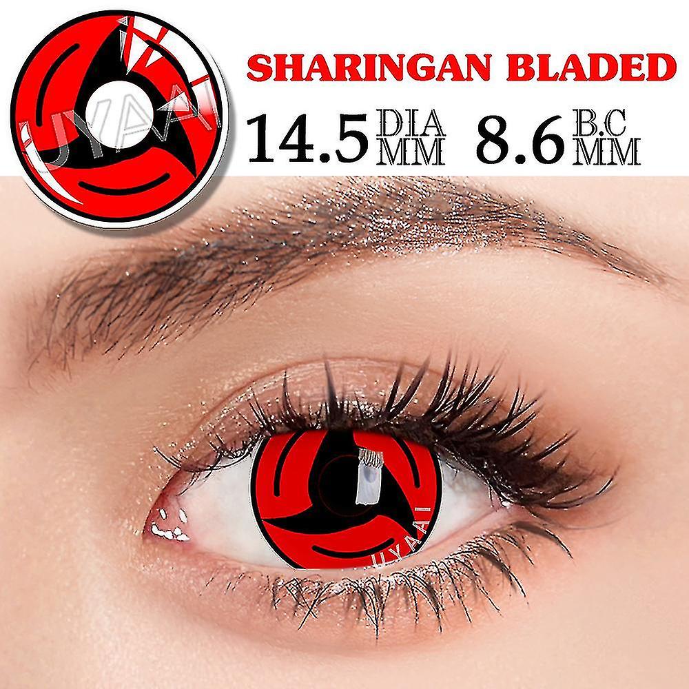 2pcs / Paar Farbige Kontaktlinsen für Augen Schüler Anime Linsen Cosplay Anime Zubehör Augen Linsen Jährlicher Farbkontakt Sharingan-Klinge