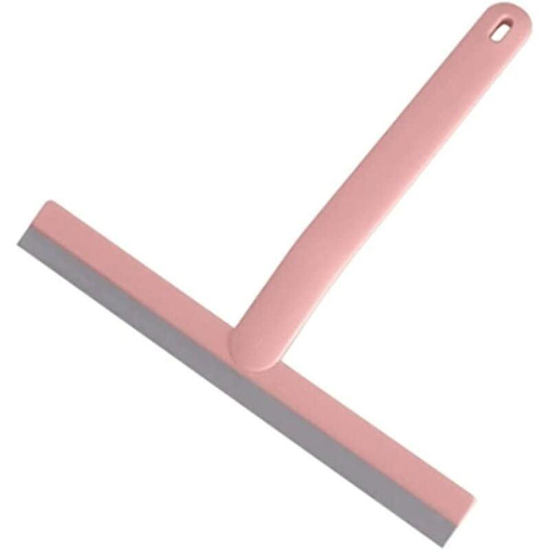 Shower Squeegee Silicone Bathroom Squeegee with Long Handle for Window Mirror Cleaning - Pink