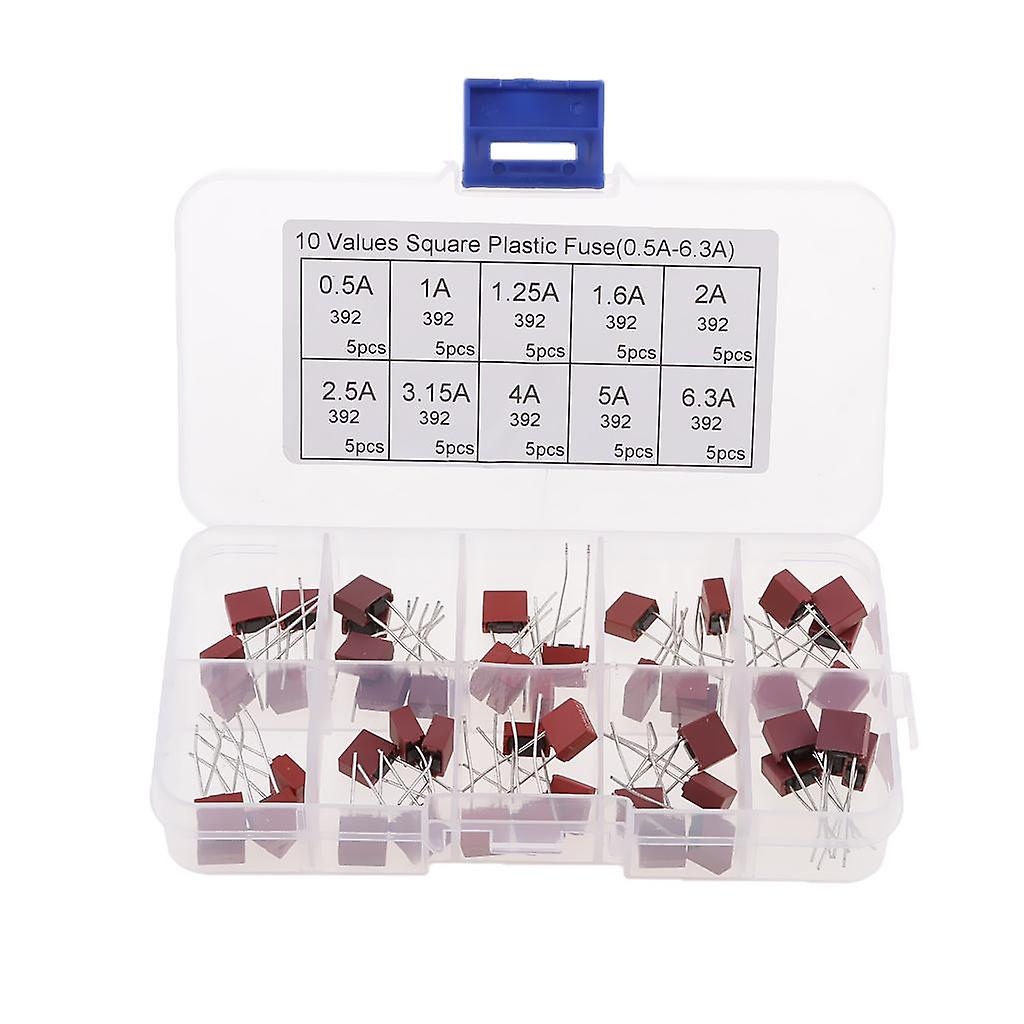 50PCS 0.5A-6.3AMP 250V 392 Style Square Plastic Fuses for LCD TV Power Board