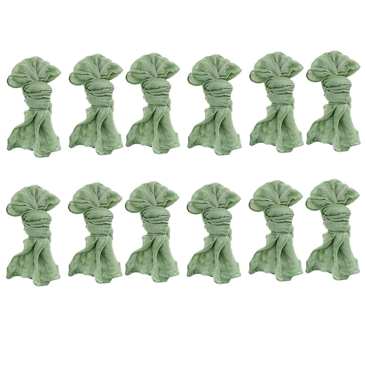 Gauze Cheesecloth Napkins Wrinkled Dinner Napkins Table Napkins Decorative Cloth Napkins (Green, 12