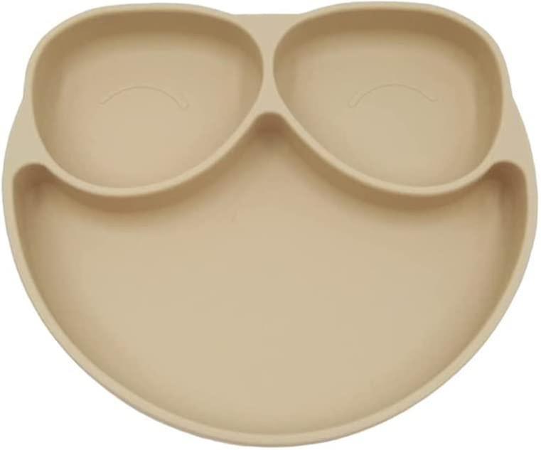 Tigela de sucção do bebê Silicone Split Dinner Plate Infant Learning Feeding Prato 3