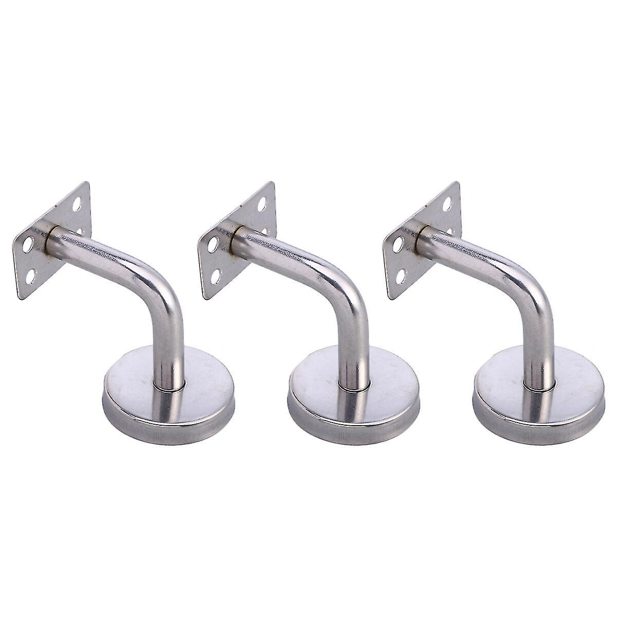 3 Pcs Stainless Steel Handrail Wall Mounted Brackets Supports (silver)