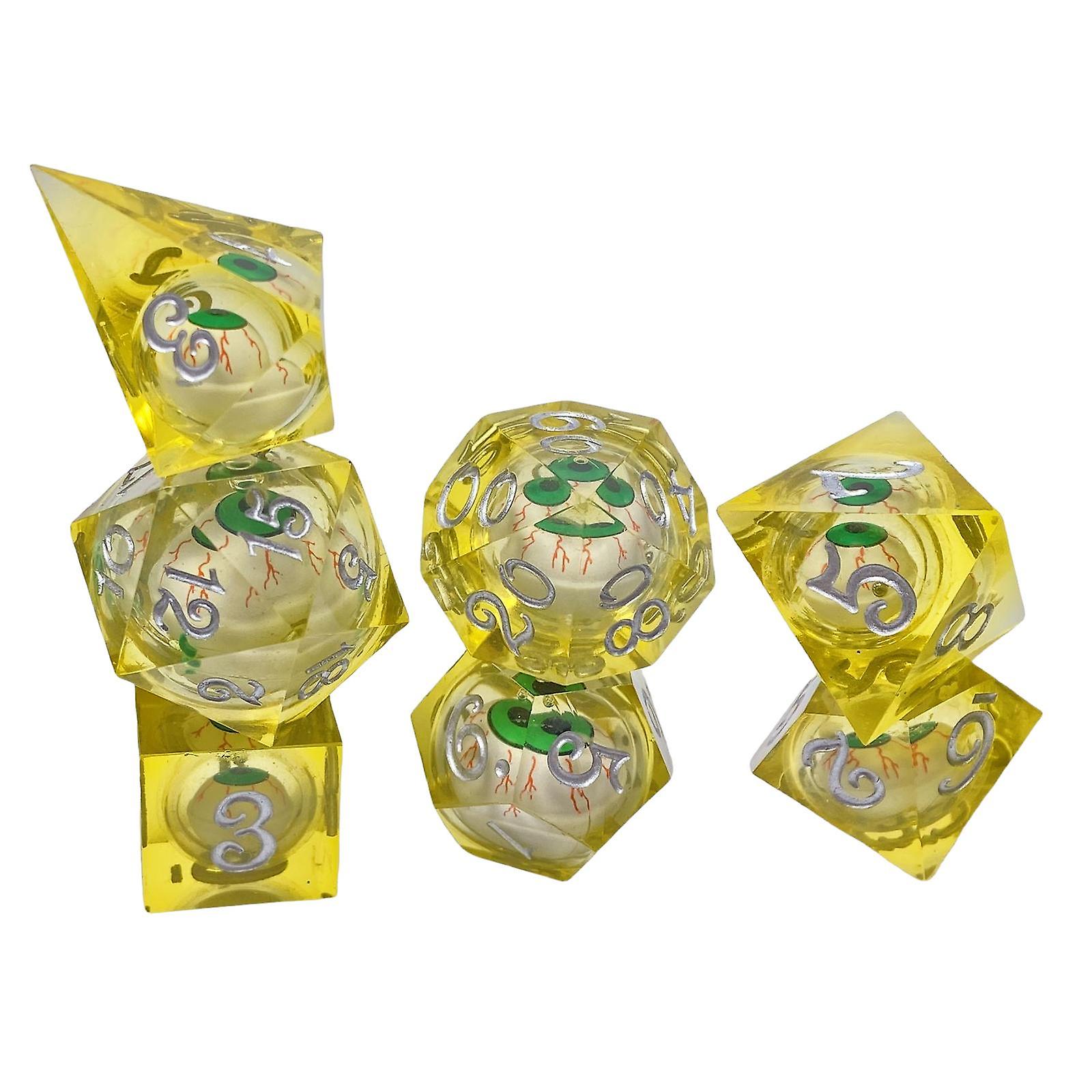 7x Polyhedral Dices Set Dice Games Set for Family Gathering Cafe Party Favors Yellow