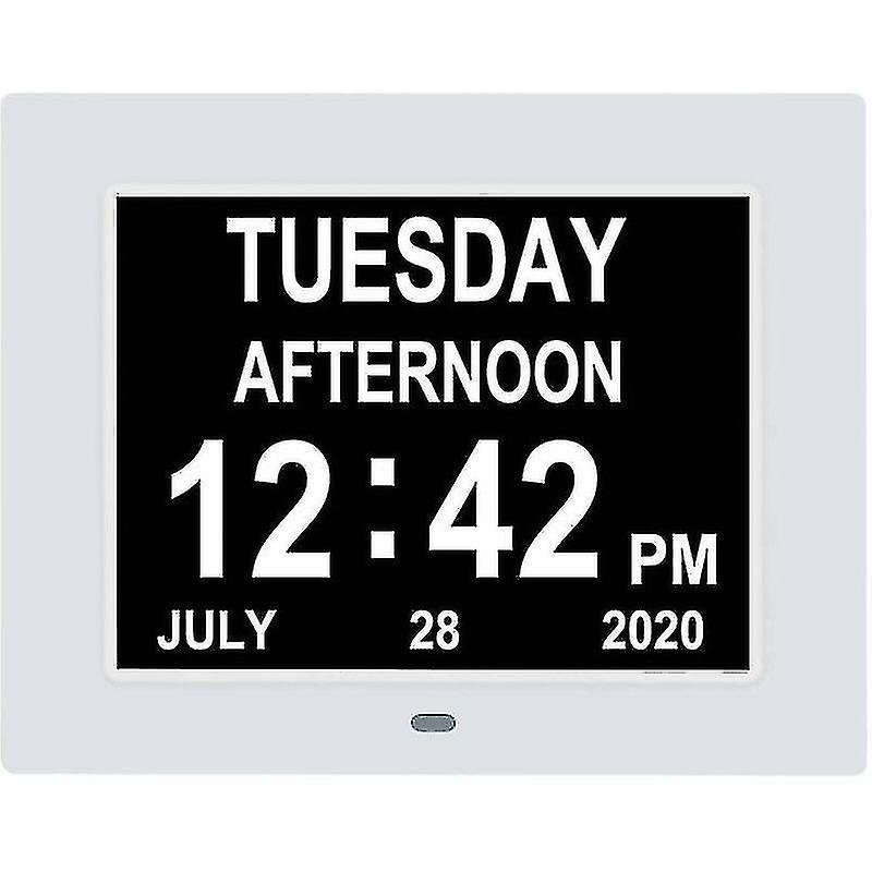 Digital Calendar Clock Extra Large Day Clock Date Time And Day Of The Week Dementia Clocks For Visually Impaired Seniors With Battery Backup + 8 Alarm