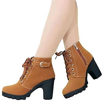 Women's Large Size Ankle Boots Lace Up Side Zipper Buckle Suede Shoes Suitable For Indoor Outdoor