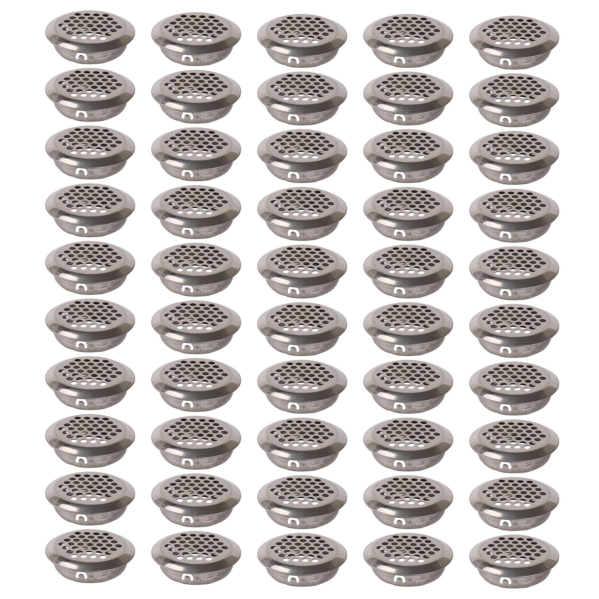 50 Pcs Silver Round Vent Mesh 1.38Inch D Hole for Kitchen Bathroom Cabinet