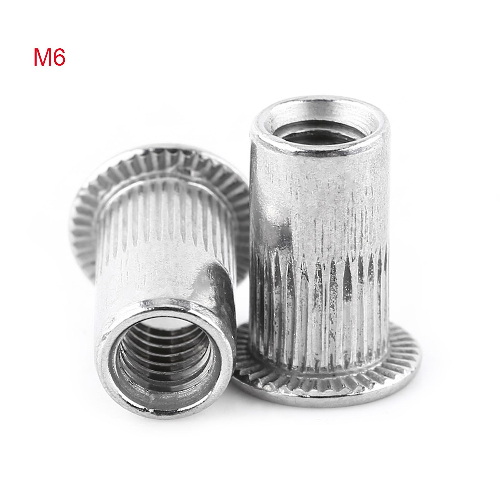 M3-M8 Flat Head Threaded Blind Rivet Nut Insert Nutsert Screw Stainless Steel(M6)