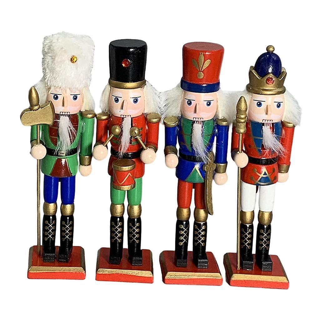 4 / set 18cm nötknäppare soldat handgjord knubbig för semesterfest dekoration