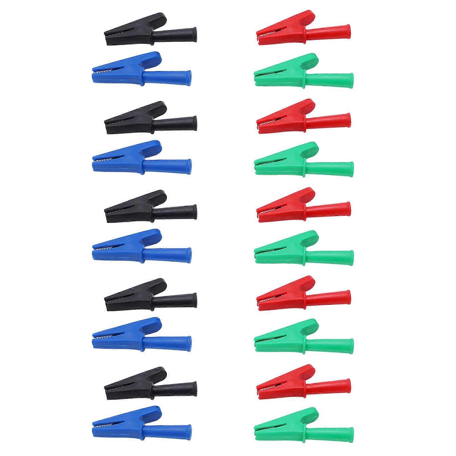 20pcs Power Test Clips 10mm Aperture Good Conductivity Safety Test Clip Type with 4mm Jack for Electrical Testing
