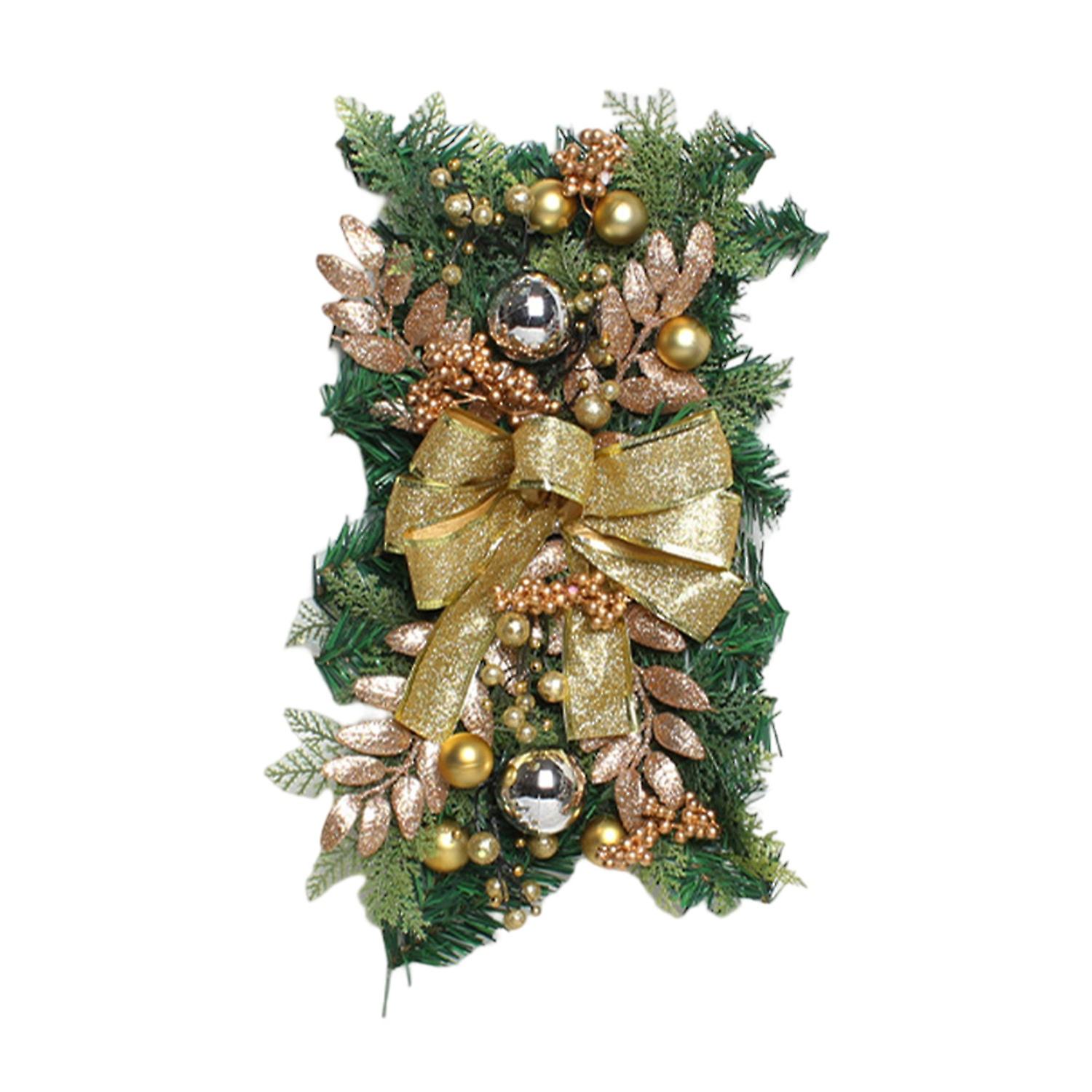 Christmas Door Swag Red Berries Color Balls Bowknot Pinecone Realistic Scene Layout Plastic Xmas Sta