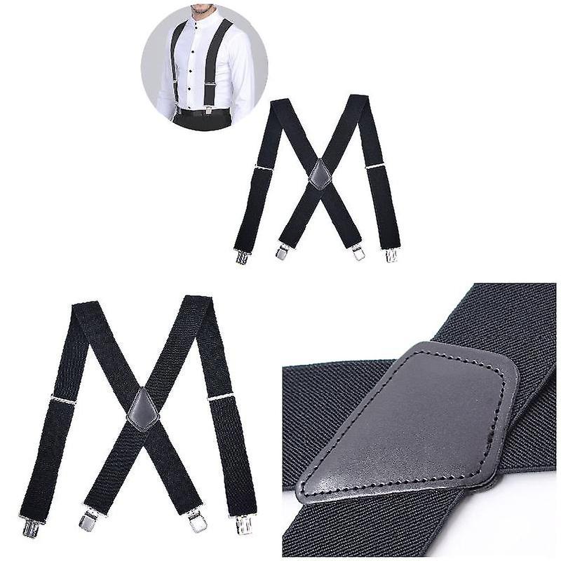 50mm Wide Elastic Adjustable Men Trouser Braces Suspenders X Shape with Strong Metal Clips