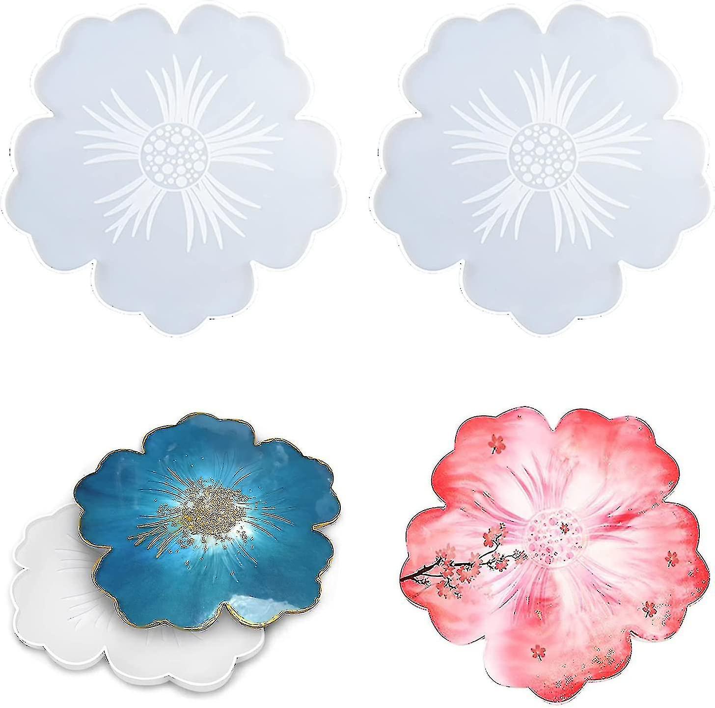 Silic Mold Epoxy Resin Tray, Irregular Flower Epoxy Resin Mold, Flower Epoxy Mold, Diy Molds, Compatible With Creating Art Agate Coas