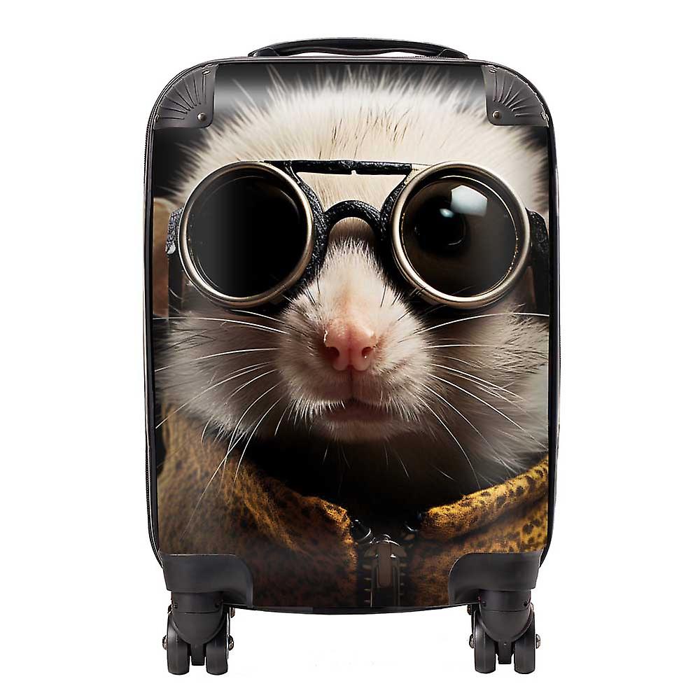 Realistic Doormouse With Glasses Suitcase