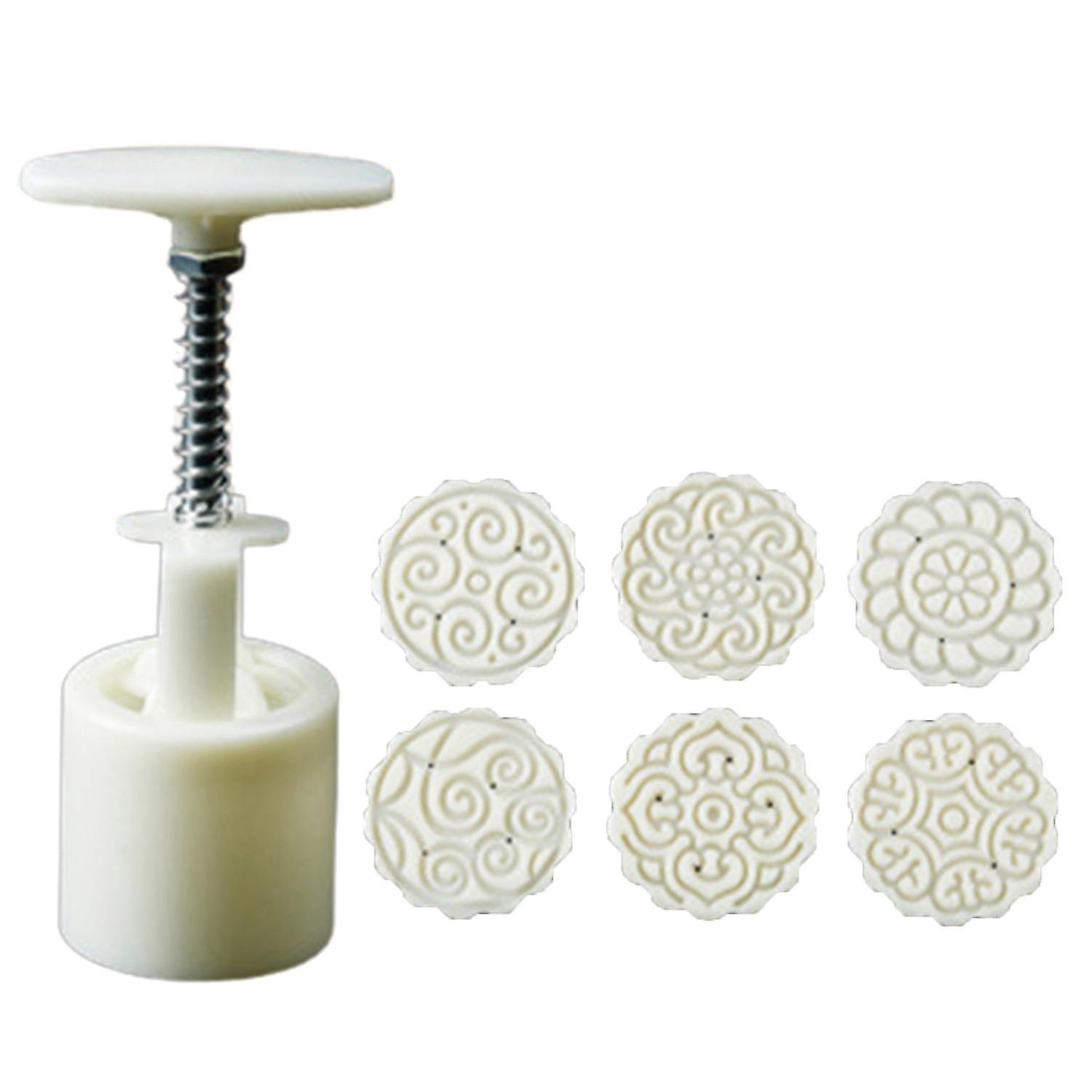 1 Set Ergonomic Design Labor-saving Mooncake Mold with Cookie Stamps Easy to Clean Pastry Tools Chin