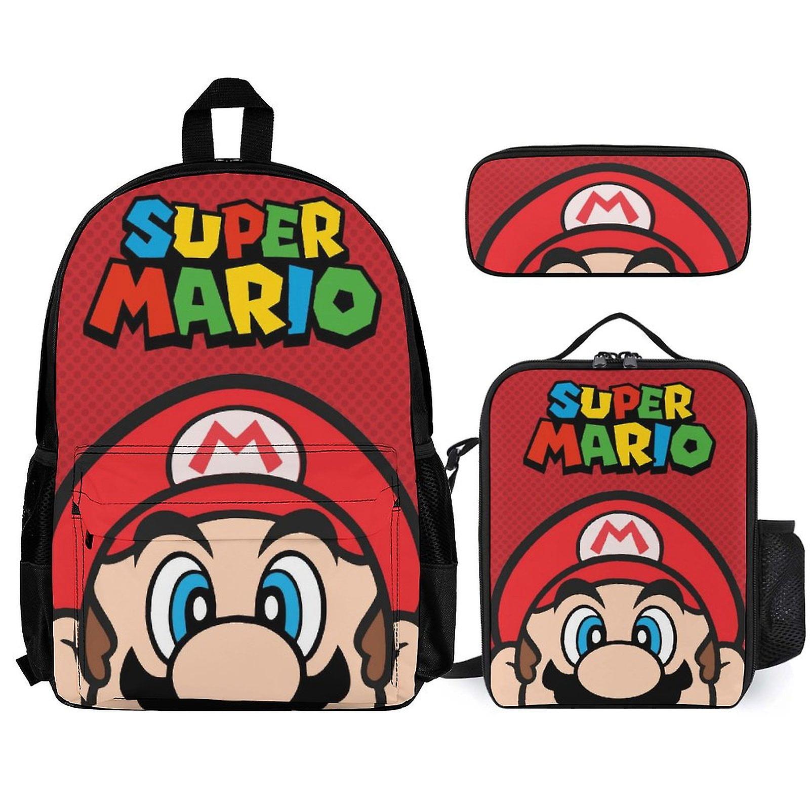 Super Mario Backpack Set, Backpack with Lunch Box And Pencil Case 3pcs Set