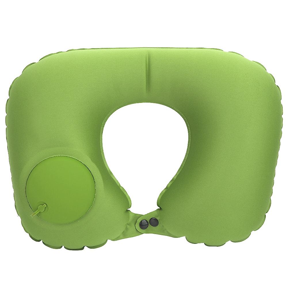Automatic Inflatable U Shape Neck Pillow Portable Cushion Neck Support Pillow (Grass Green)