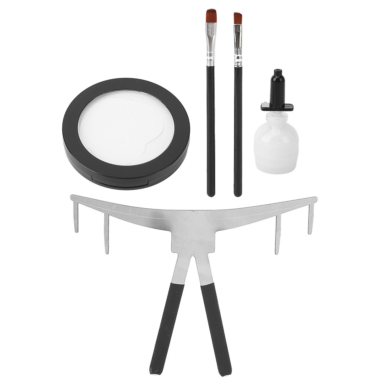 Microblading Eyebrow Mapping Kit Stainless Steel Eyebow Ruler Mapping String Brow Paste Makeup Tool with 2 Brushes White