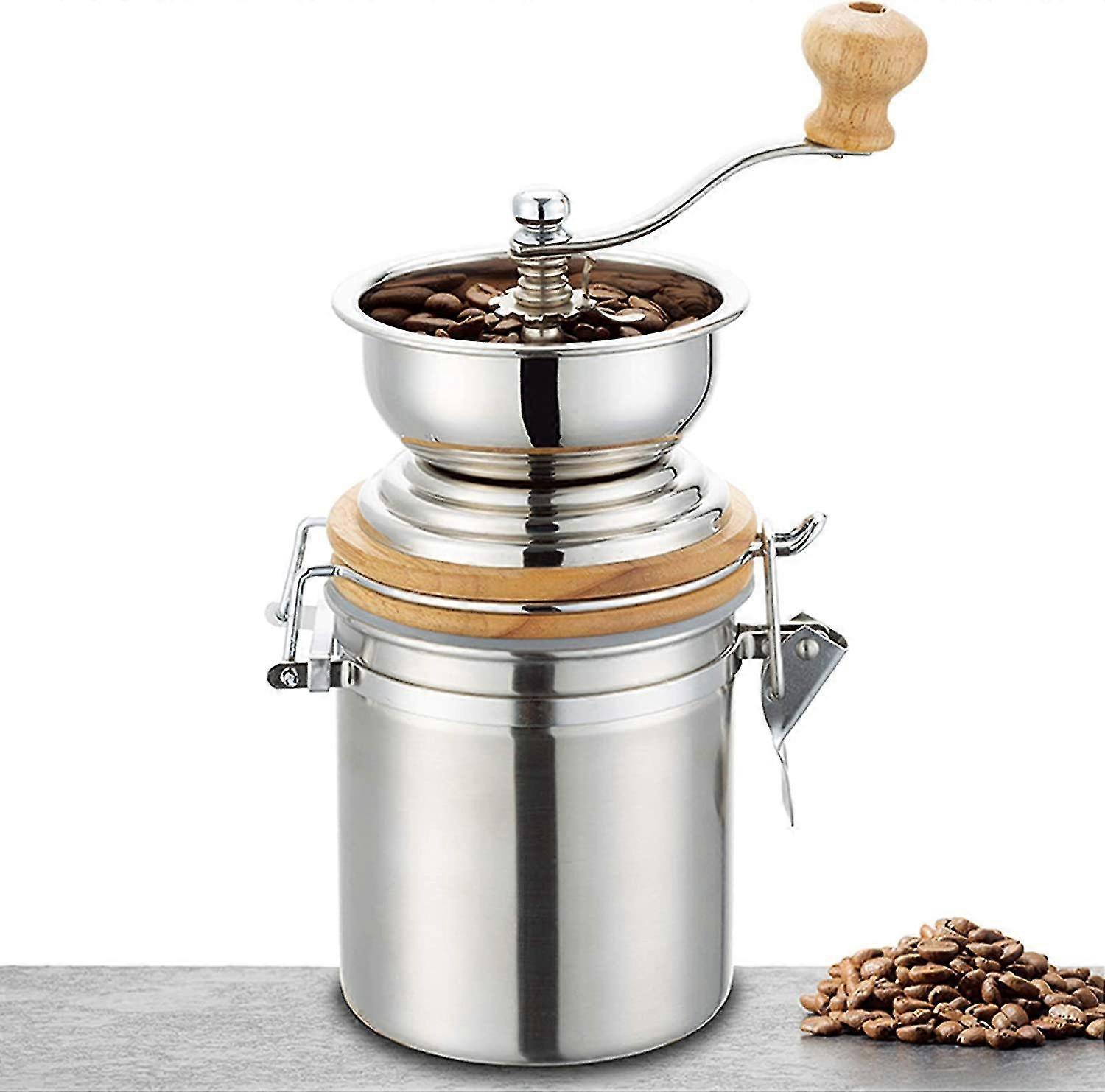 Manual Coffee Grinder With Airtight Box, Adjustable Setting, Stainless Steel Burrmanual Coffee Machine Portable Household Grinder