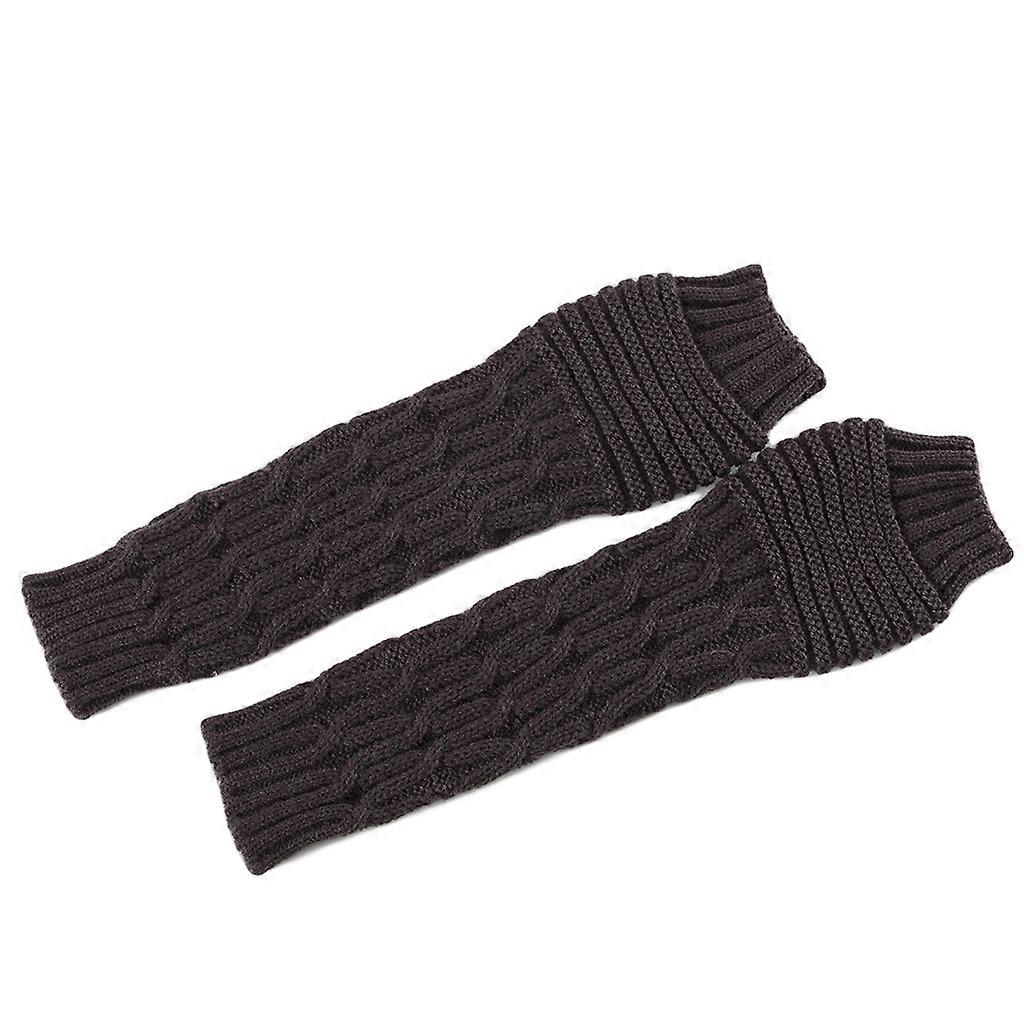 unbrand Femmes Hiver Câble Chaud Tricoté Long Gants Sans Doigts Chunky Crochet Rhombus Couleur UnIe