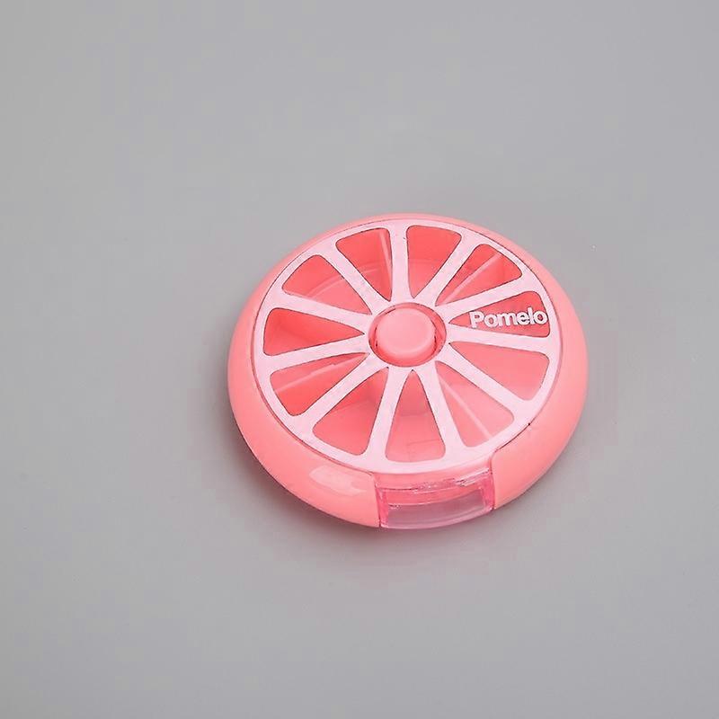 2 piece Pink Color Weekly Pill Box French Morning and Evening, Round Pill Box 7 Days 7 Compartments