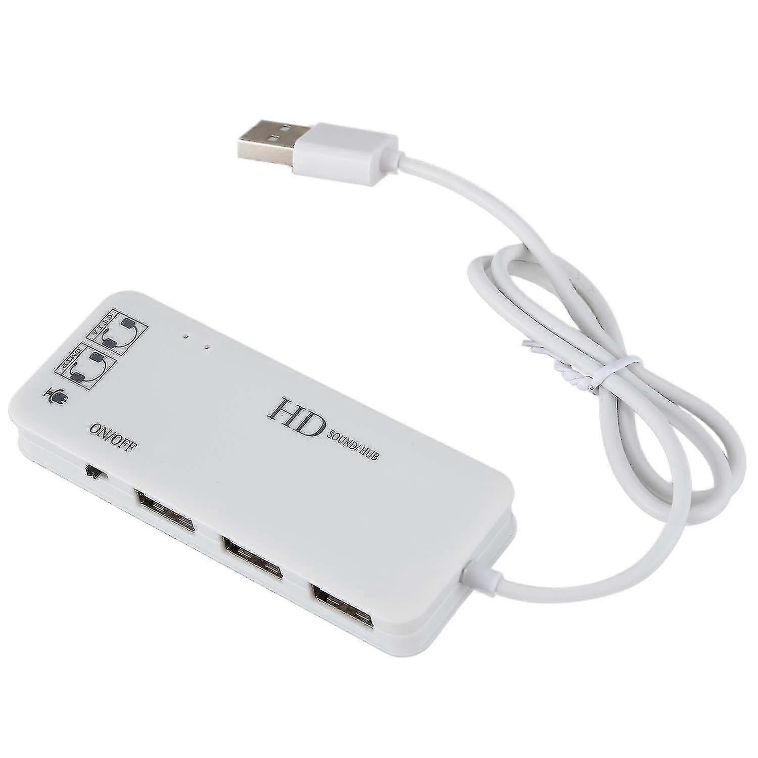 3 porte USB 2.0 Hub esterno 7.1ch scheda audio auricolare microfono adattatore compatibile con pc bianco